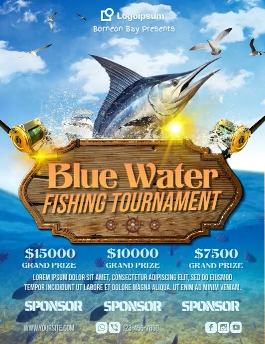 Fishing Tournament Flyer Template ใบปลิว (US Letter)