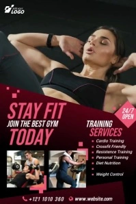 Fitness | Gym | Sports Center Video Advert Banner 4' × 6' template