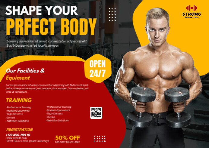 Fitness & Gym Postcard Pocztówka template