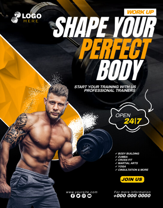 FITNESS  AND GYM โปสเตอร์/กระดานบนผนัง template