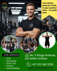 fitness and gym flyer Instagram Portrait template