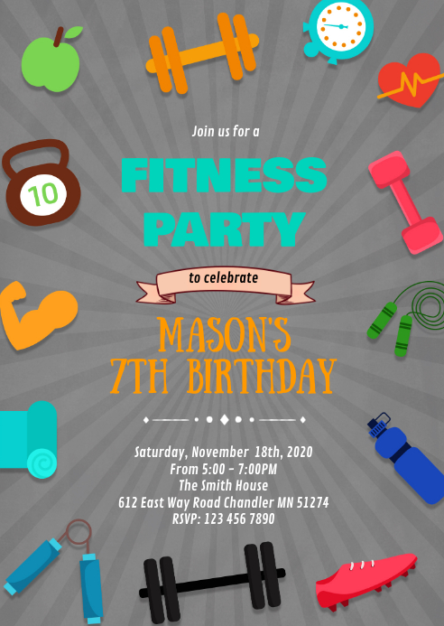 Modele Invitation De Theme De Fete D Anniversaire De Remise En Forme Postermywall Modele Invitation De Theme De Fete D Anniversaire De Remise En Forme Postermywall