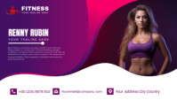 สีม่วง Fitness business card Business Card Template