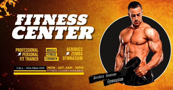 Fitness center banner advertisement template Facebook 共享图片