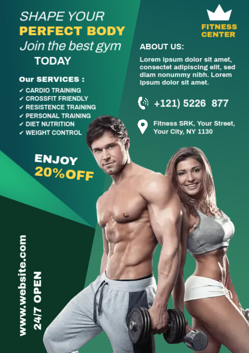 Fitness Center flyers Template | PosterMyWall