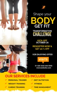 Yellow Gym Transformation Fitness Flyer US Legal template