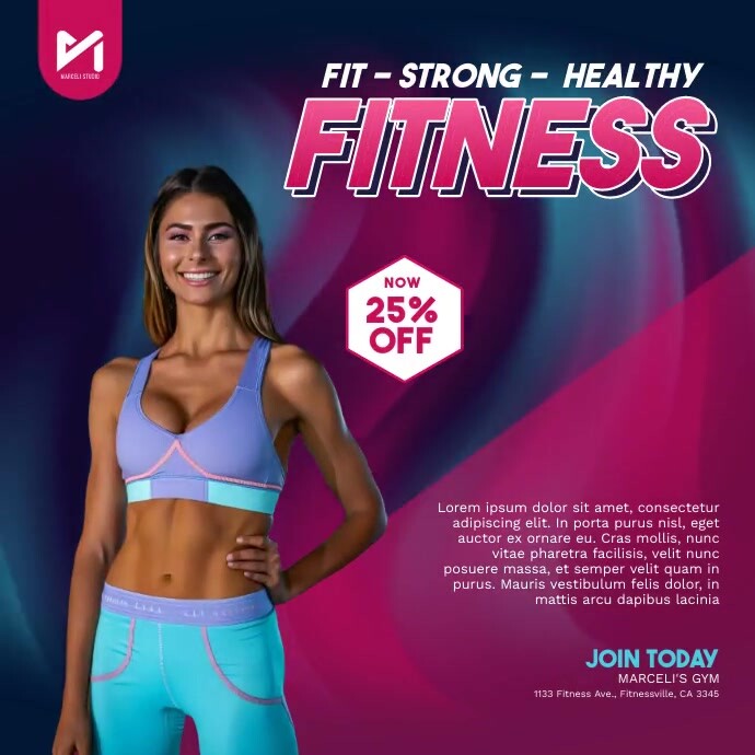 Fitness Class Gym Workout Ad Instagram Post template