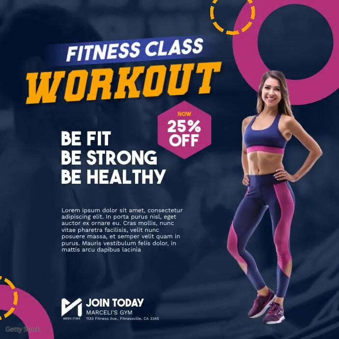 Fitness Class Gym Workout Ad Template | PosterMyWall