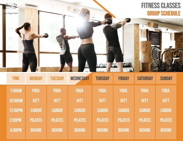 Fitness Classes Schedule Template | PosterMyWall