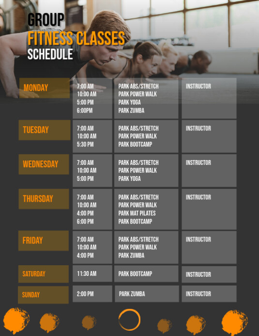 Fitness Classes Schedule Template PosterMyWall Fitness Classes Schedule Template PosterMyWall