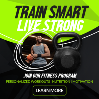 Fitness Coach Instagram Ad Template – Neon Green Black Modern Personal Trainer Promotion Design Instagram-opslag