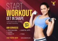 Fitness Gym Banner Post Carte postale template