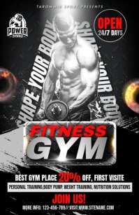 Fitness Gym Flyer Half Page Wide template