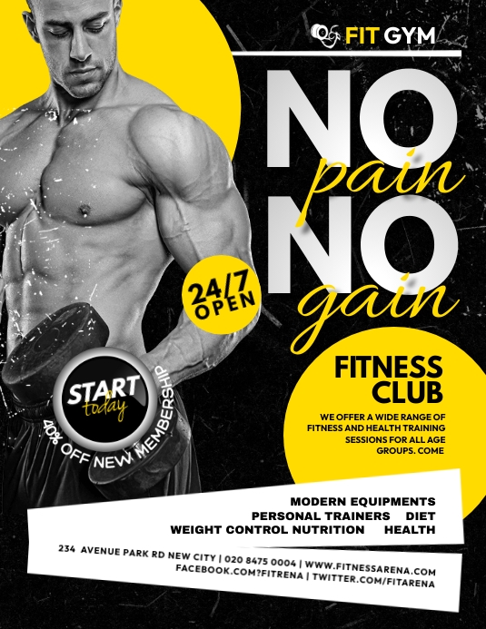 Fitness gym poster design Template | PosterMyWall