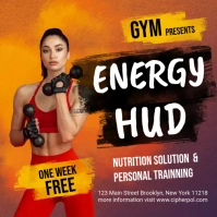 Orange Training Fitness Instagram Post Instagram-opslag template