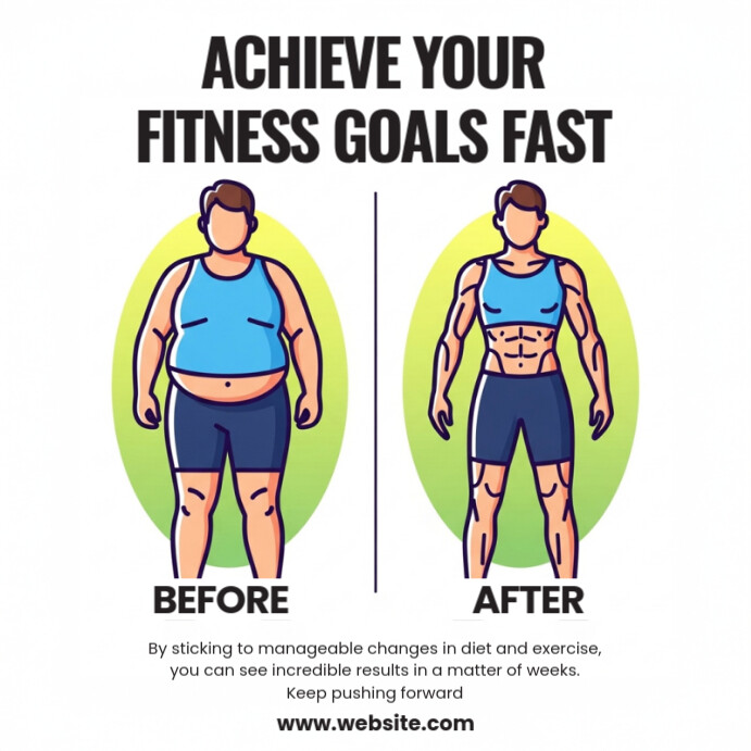 Fitness Progress Template สี่เหลี่ยมจัตุรัส (1:1)