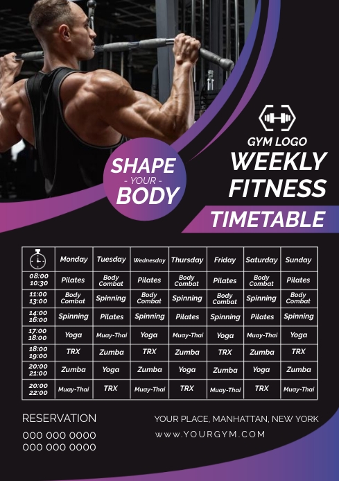 Fitness Timetable Template | PosterMyWall