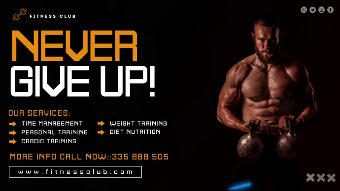 Copy of Black Gym Training Fitness Video | PosterMyWall