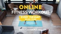 Fitness Workout online sport Training gym Ad Видеообложка профиля Facebook (16:9) template