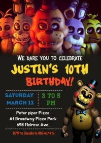 Five night's at freddy's template invitation A4