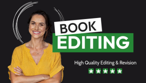 黑色 Fiverr book editing services green and black Blog overskrift Template
