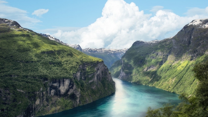 fjord zoom background Præsentation (16:9) template