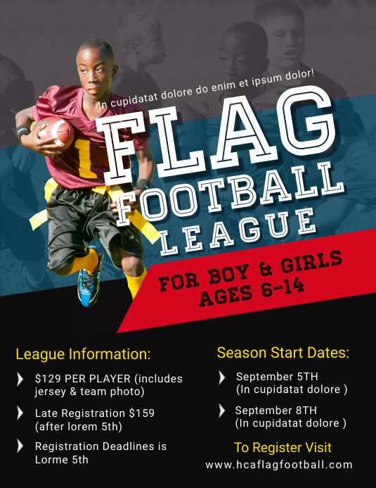 Flag Football Flyer Templates Folheto (US Letter)