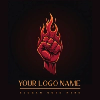FLAMING FIST FIRE PUNCH BLAZZING FIST IGNITED FIST BURNING HAND FIERY PREMIUM UNIQUE STANDARD LOGO Logotipo template