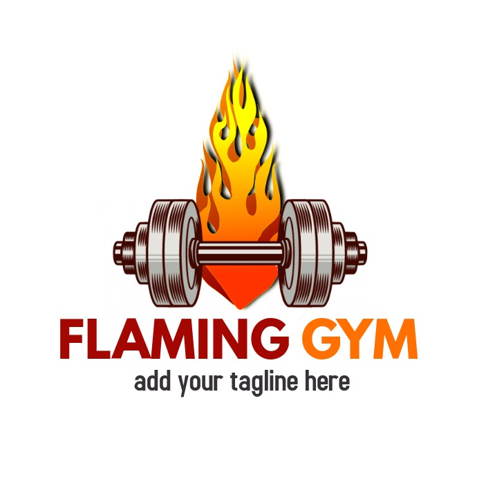 Flaming gym icon logo Logótipo template