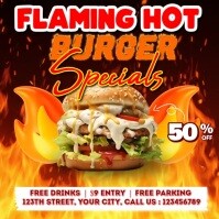 Flaming Hot Burger Message Instagram template