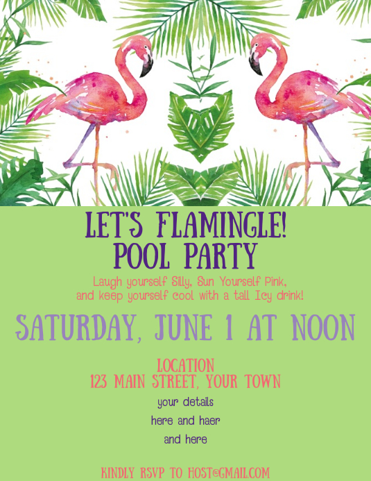 Flamingo Birthday Invitation Template Postermywall