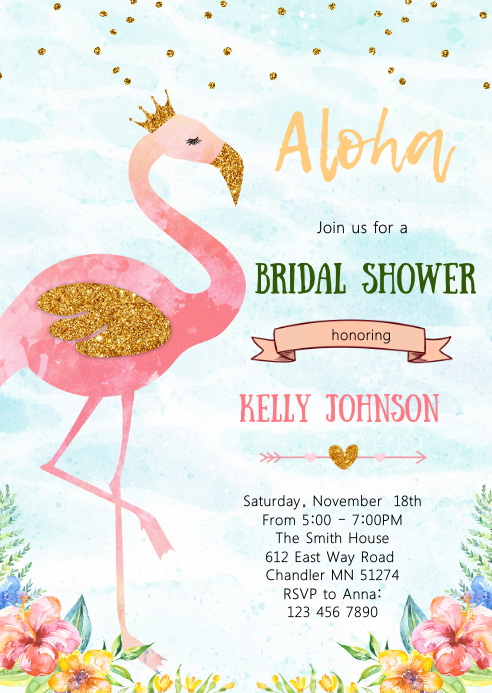 Modele Invitation Anniversaire Douche Nuptiale Flamingo Postermywall