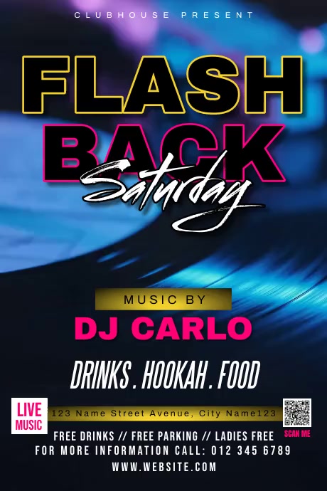 Flash Back Saturday Poster template