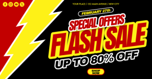 Black Flash Sale Promotion Obraz udostępniany na Facebooku Template