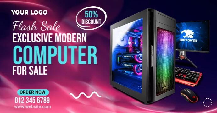 Flash Sale Exclusive Computer Ads Facebook Gedeelde Prent template