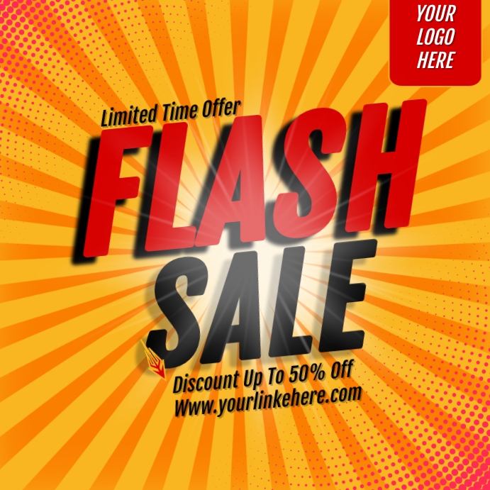 Flash sale flyer, discount sale Instagram Post template