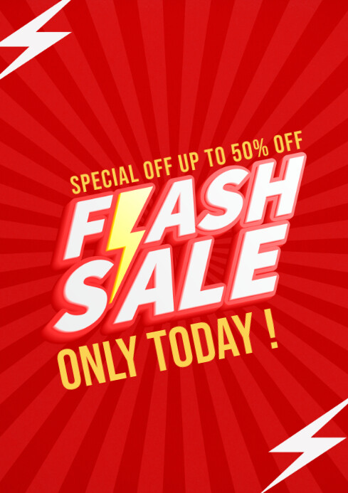 Flash Sale Poster Red Yellow Modern Simple Template | PosterMyWall