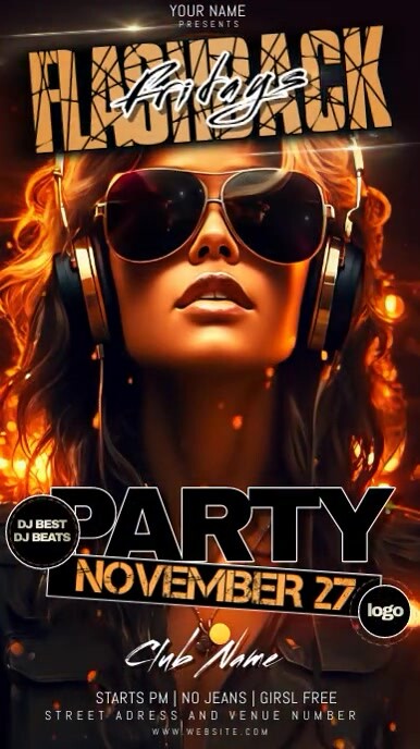 flashback friday fridays party night ad psd Template | PosterMyWall