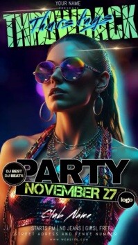 Schwarz Throwback Party Invitation Instagram-Story Template