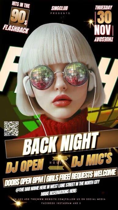 Flashback Night Party Event Design Template Instagram Story
