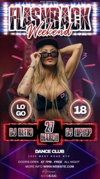 flashback throwback party flyer psd free Instagram Story template