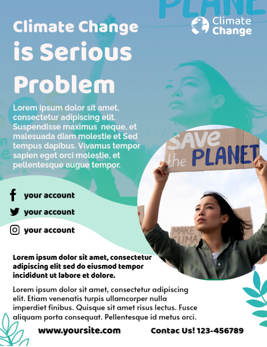 Flat climate change flyer template | PosterMyWall