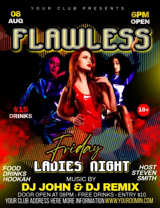 flaw less friday ladies night party Template | PosterMyWall