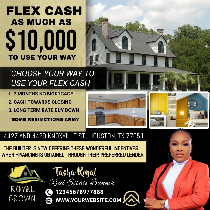 flex cash home and  real estate flyer Instagram Post template