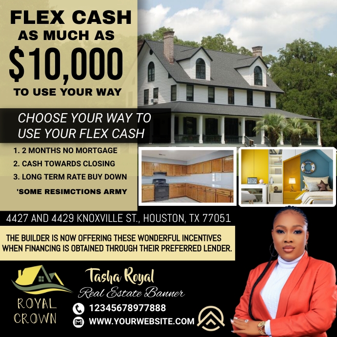 flex cash home and  real estate flyer Instagram 帖子 template