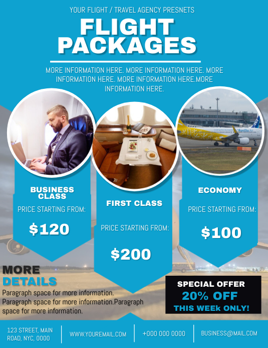 Flight Packages Travel Agency Flyer Template Postermywall