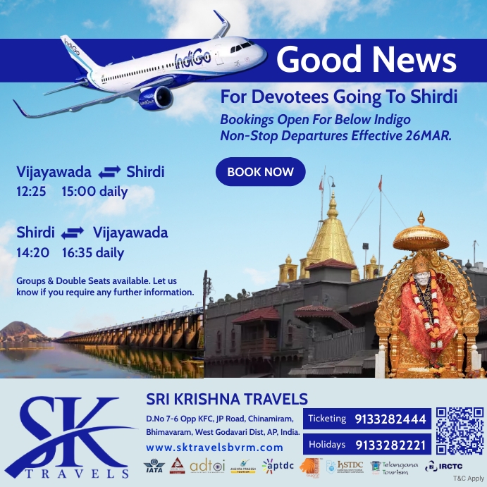 flight to shirdi Instagram Post template
