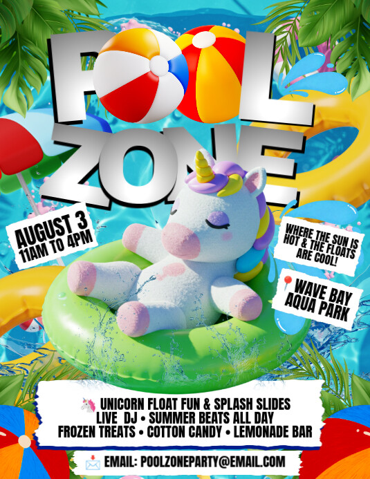 Float. Splash. Chill: Pool Zone Folheto (US Letter) template