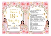 Floral 18th Birthday Invitation & Program Template A4