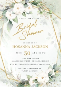 Floral and Greenery Bridal Invitation A6 template